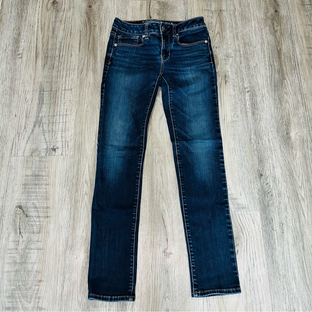 AE Dark wash skinny jeans size 0 no distressing